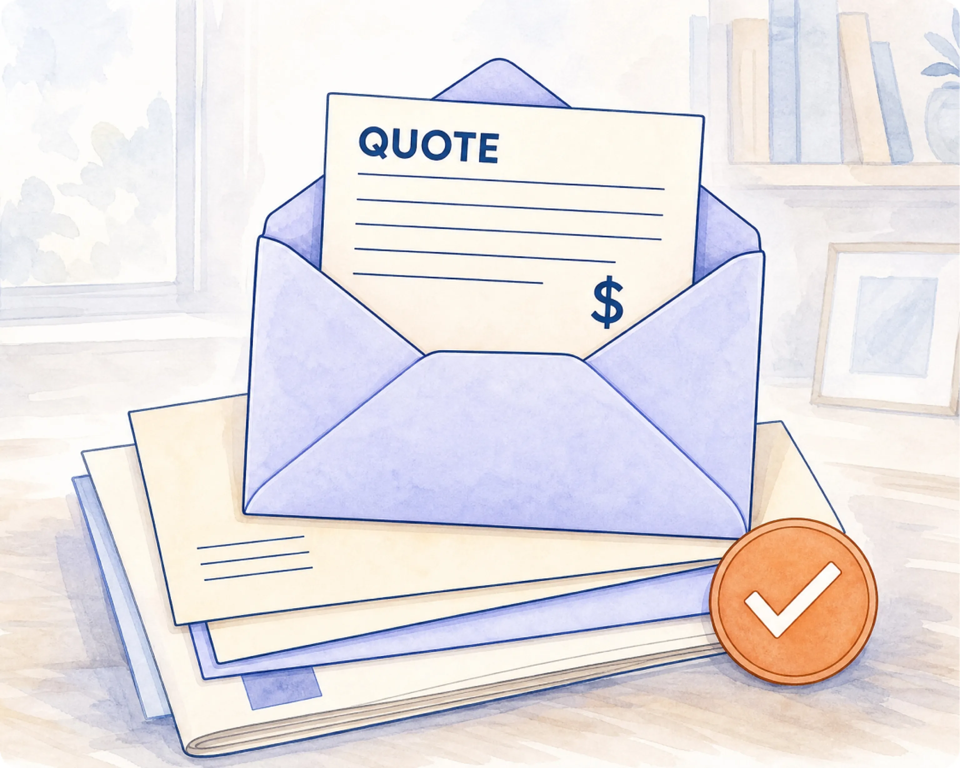 Illustration of rebate paperwork and a savings coin