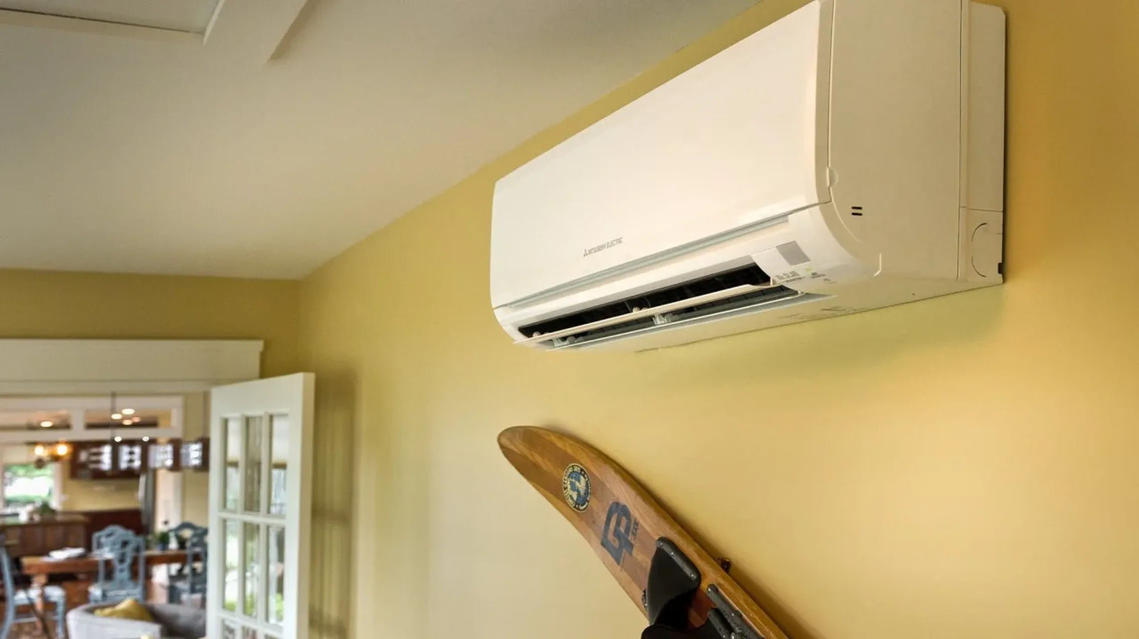 mini split heat pump head inside a house
