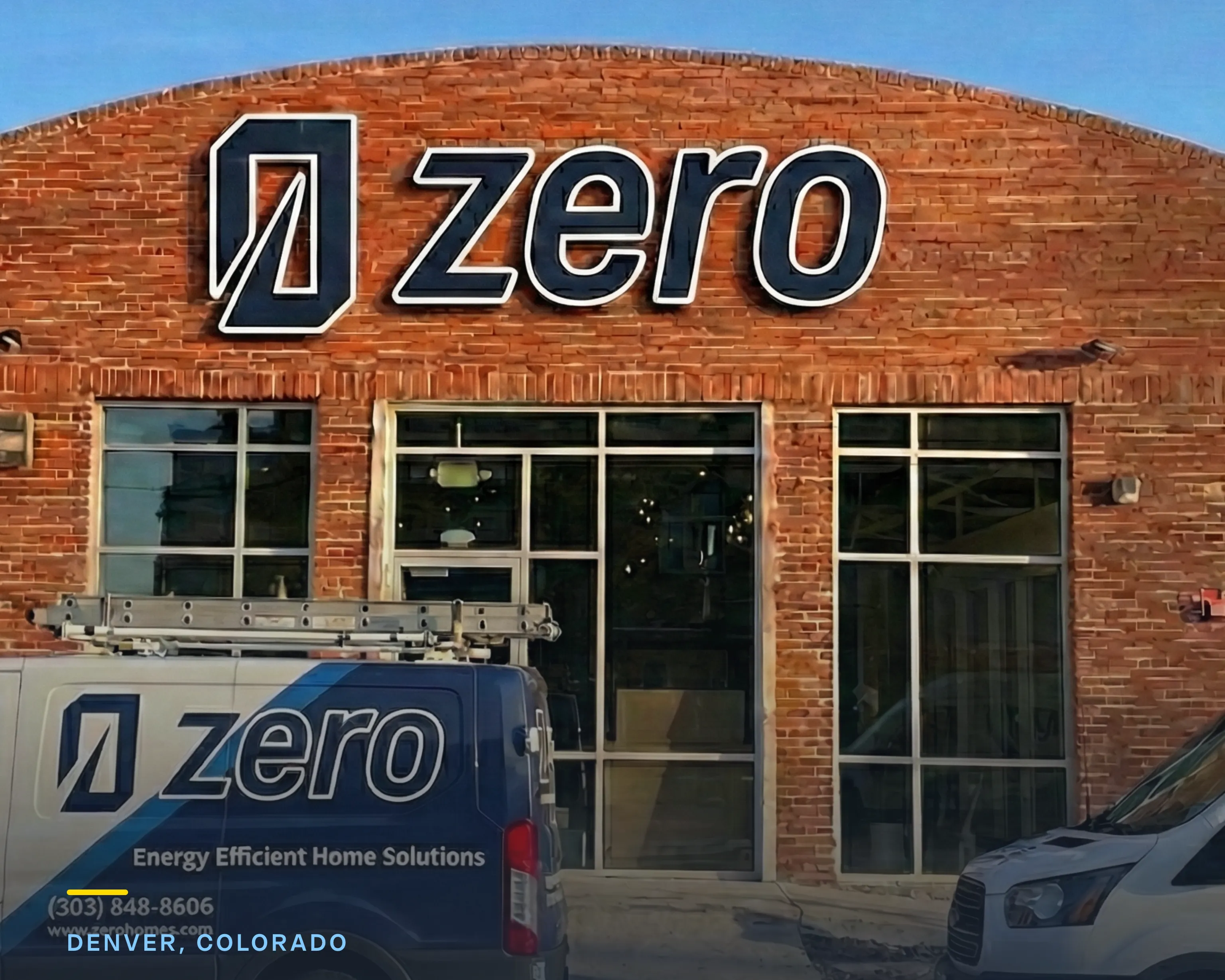 The Zero Homes storefront and service van in Denver, Colorado