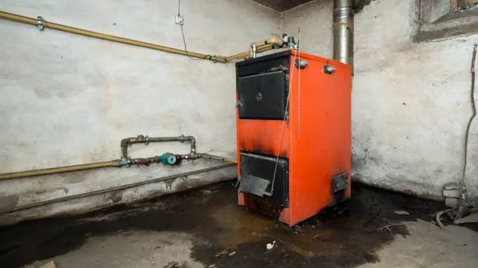 An old furnace in a basement