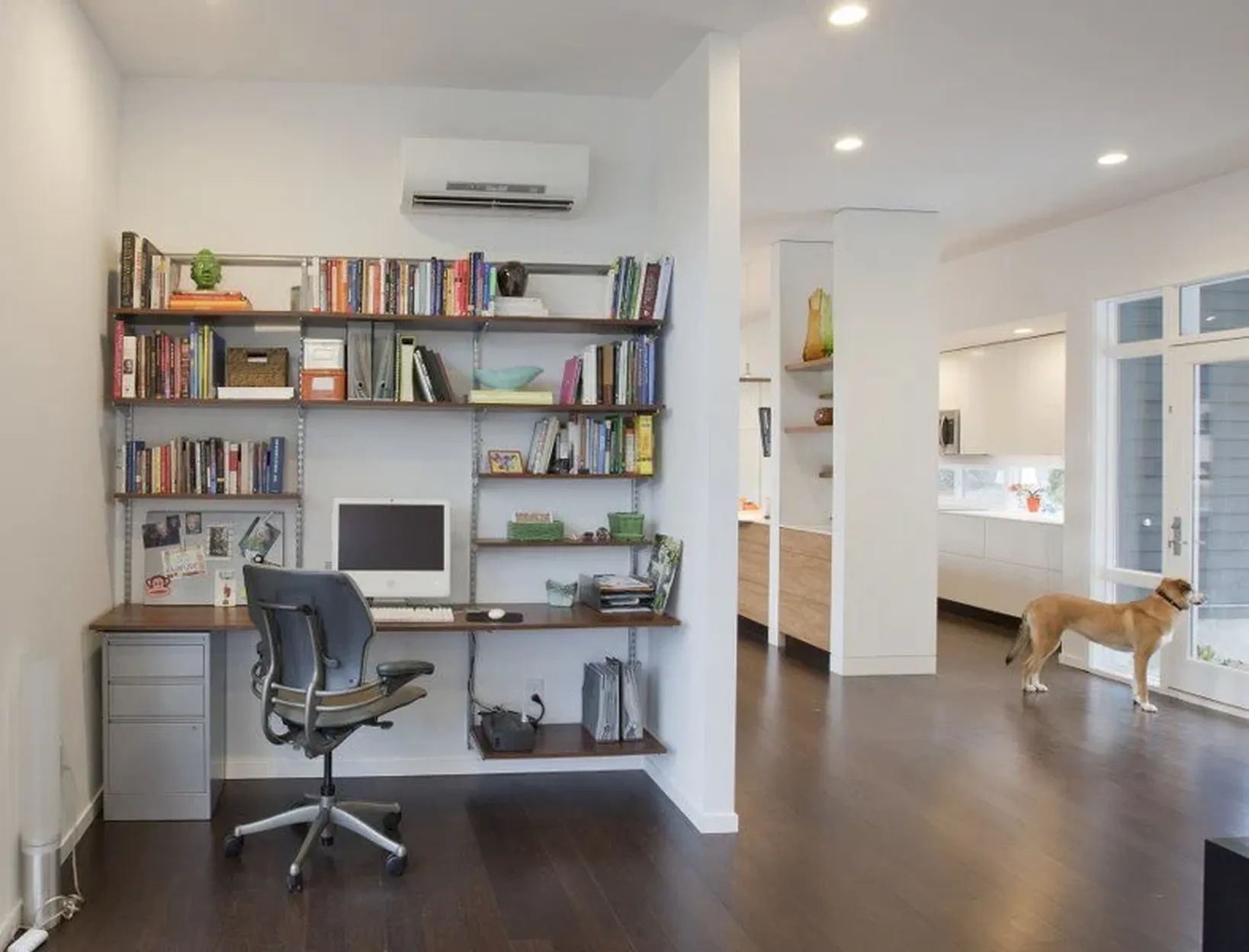 a home office with a minisplit heat pump head