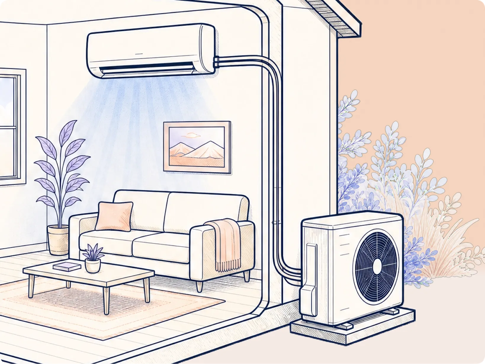 Ductless mini-split outdoor condenser mounted on the side of a Denver home