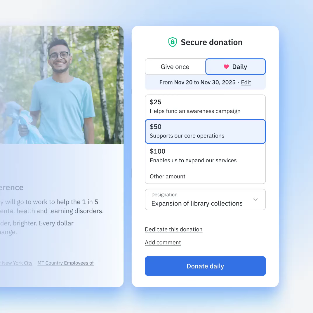 Flexible recurring giving options