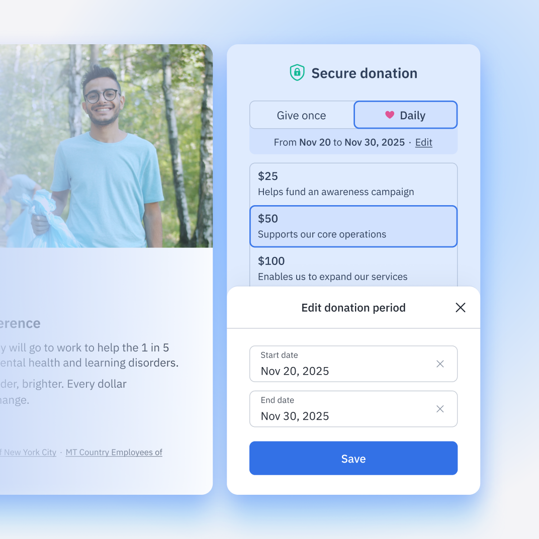 Flexible recurring giving options