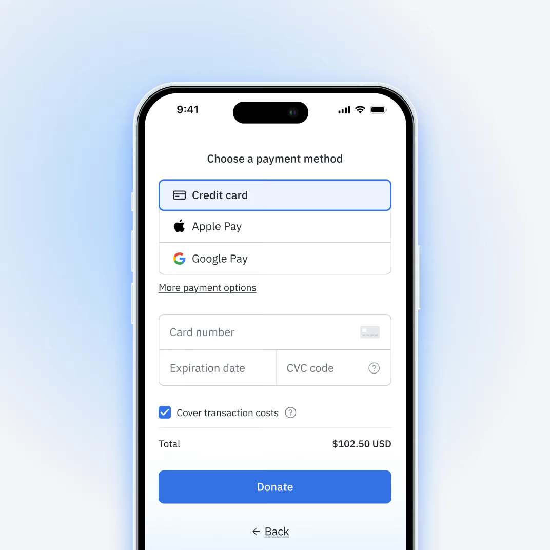 Mobile giving checkout