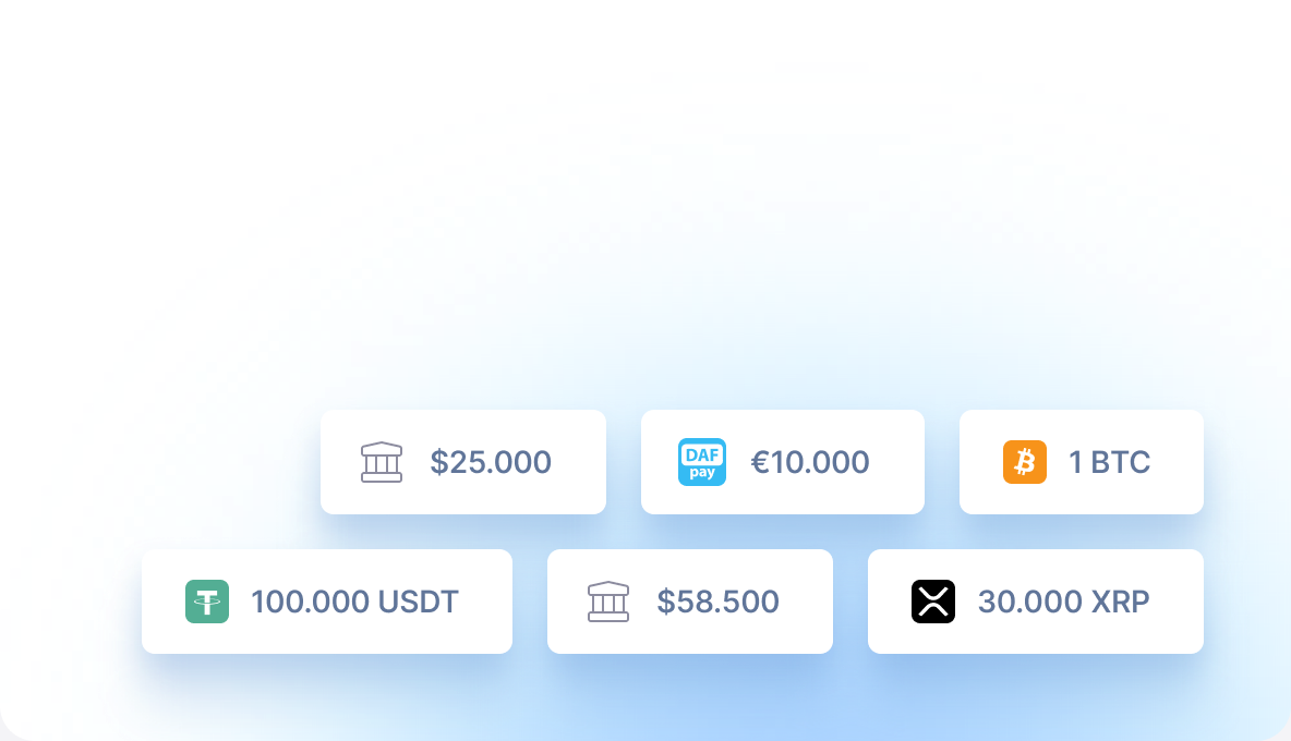 Large donation amounts across bank debit, DAF, and crypto