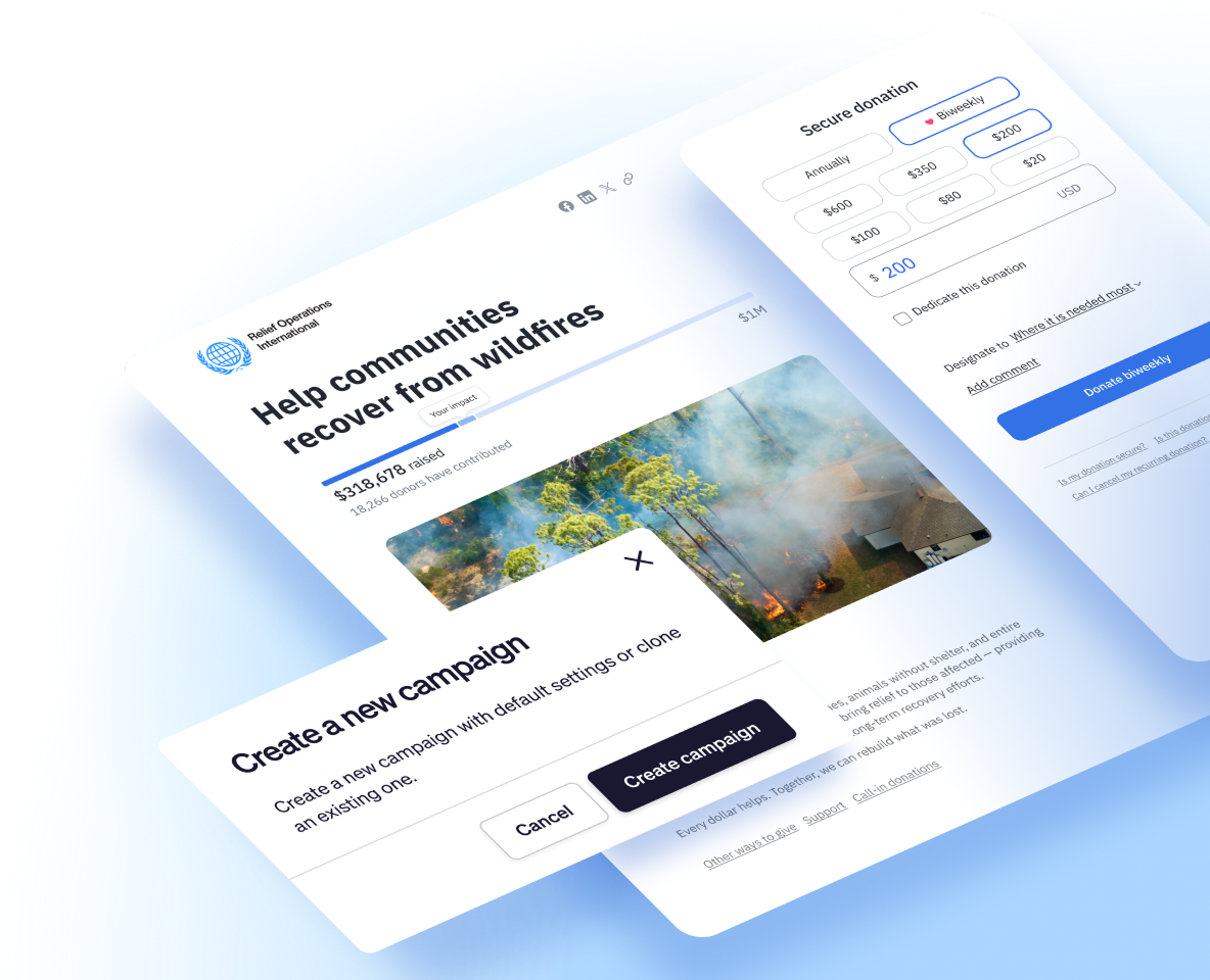 Launch fundraising pages in minutes