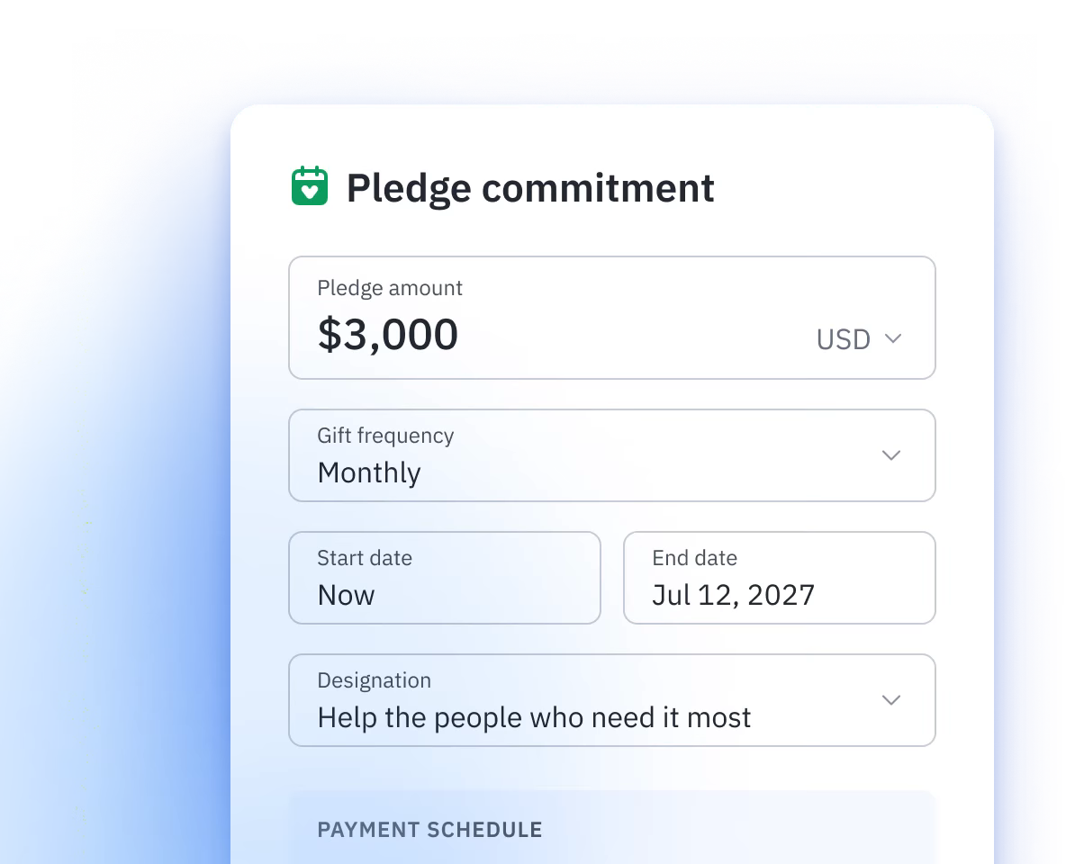 Pledges tracked to the final installment