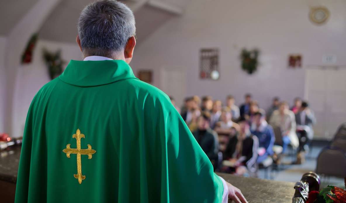 Sunday service, Christmas Eve — the offertory basket