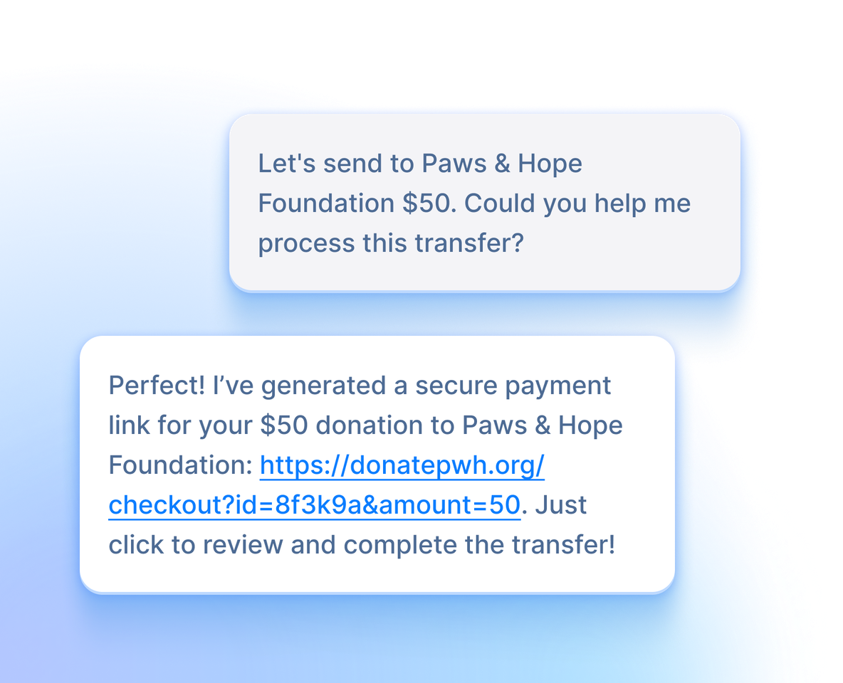 An AI assistant building a checkout link