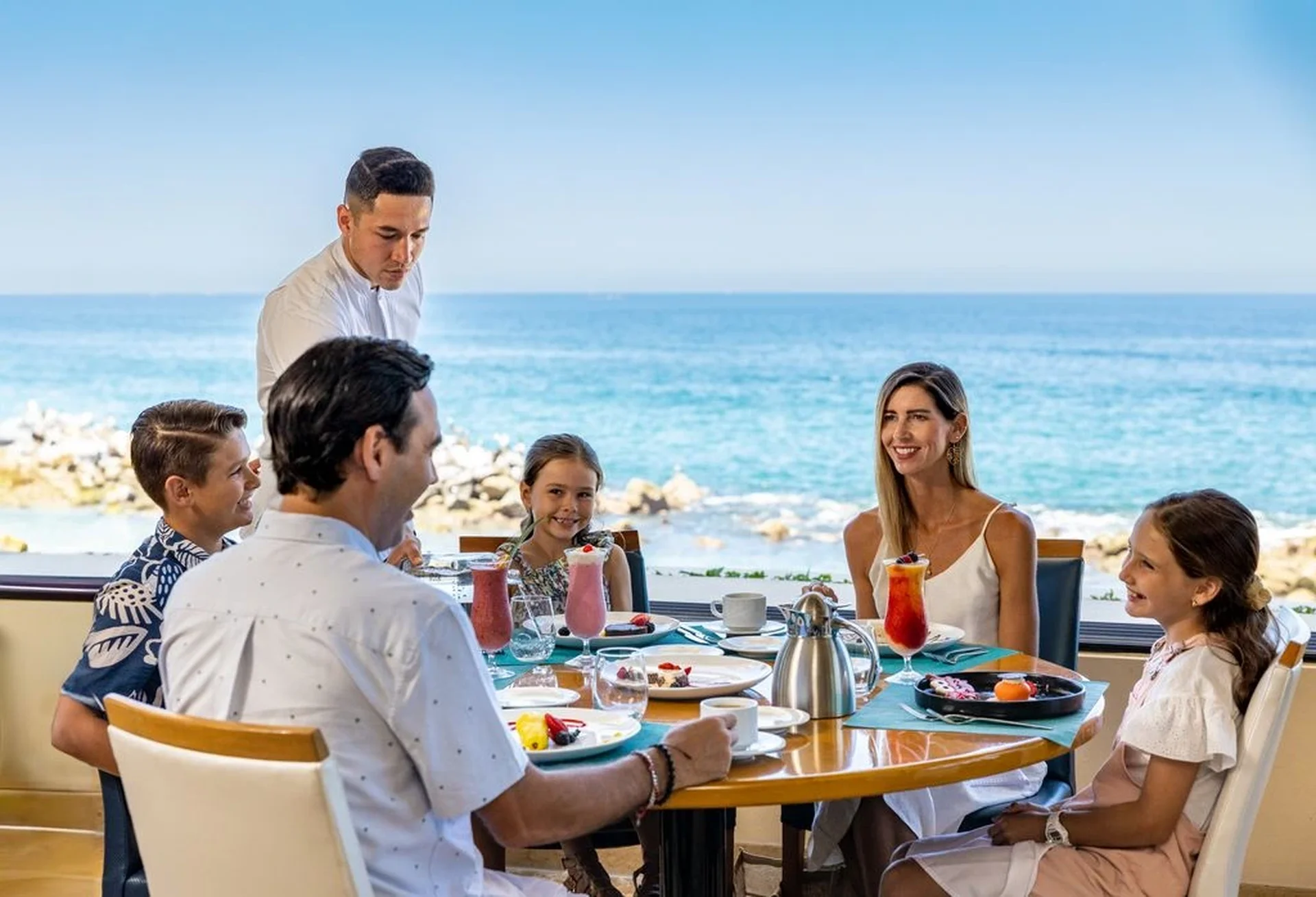 family experiencing a gourmet dining