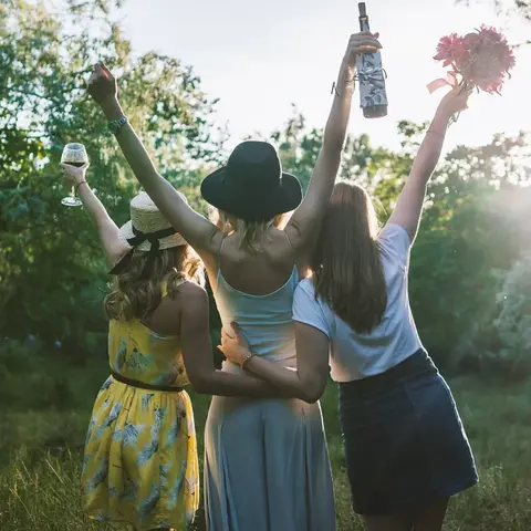 Friends celebrating a bachelorette party outdoors at Sierra Lago