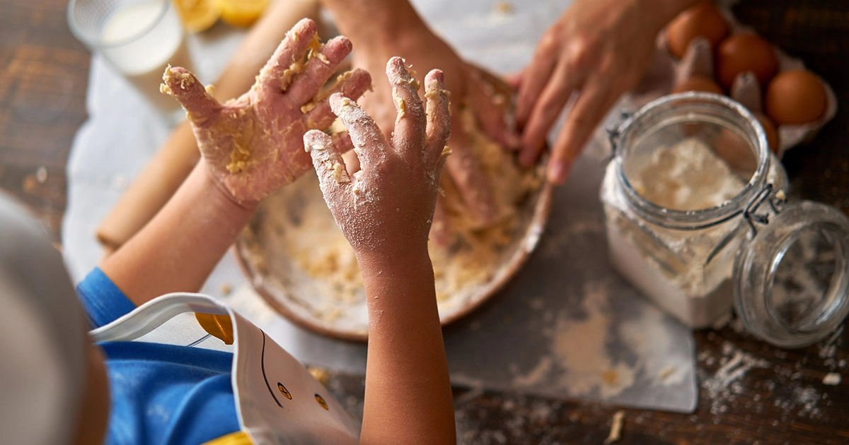 Homemade snacks and desserts prepared as a family for New Year's Eve