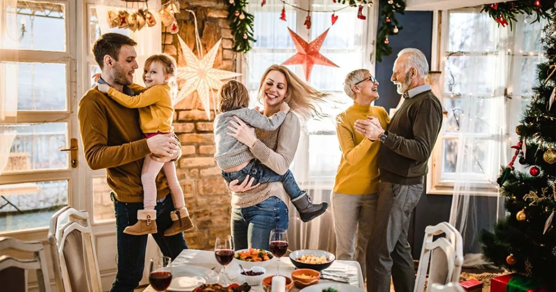 Family gathered together to celebrate the arrival of the New Year