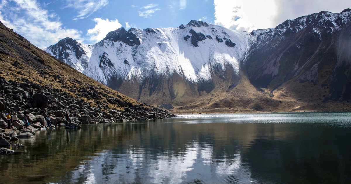 Crater and lagoon of the Nevado de Toluca volcano, State of Mexico, in winter