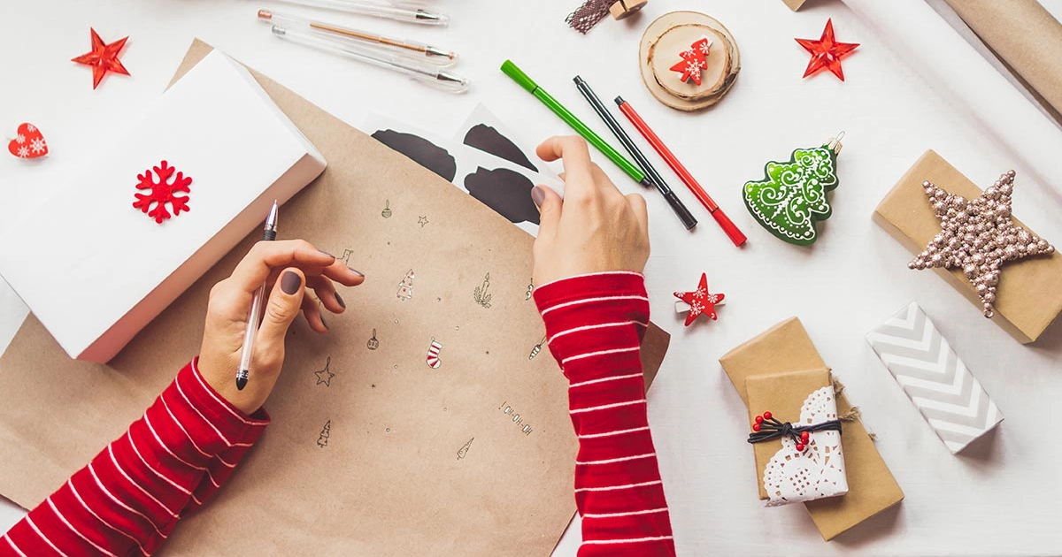 Handmade party hats and decorations for ringing in the New Year