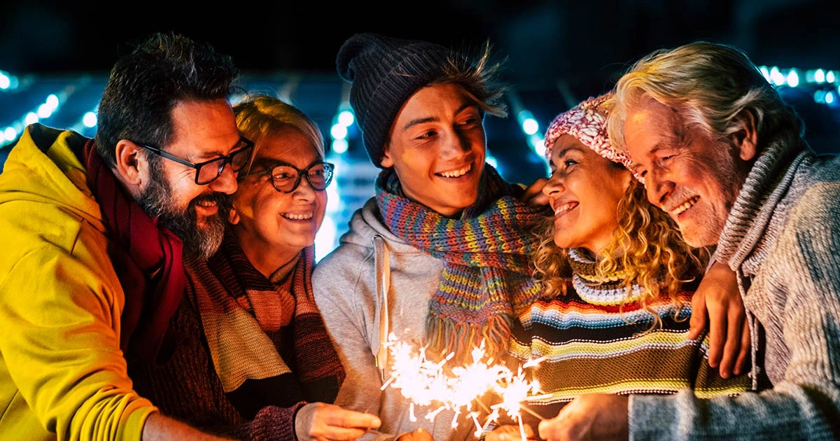 Family sharing resolutions and reflecting on the year gone by