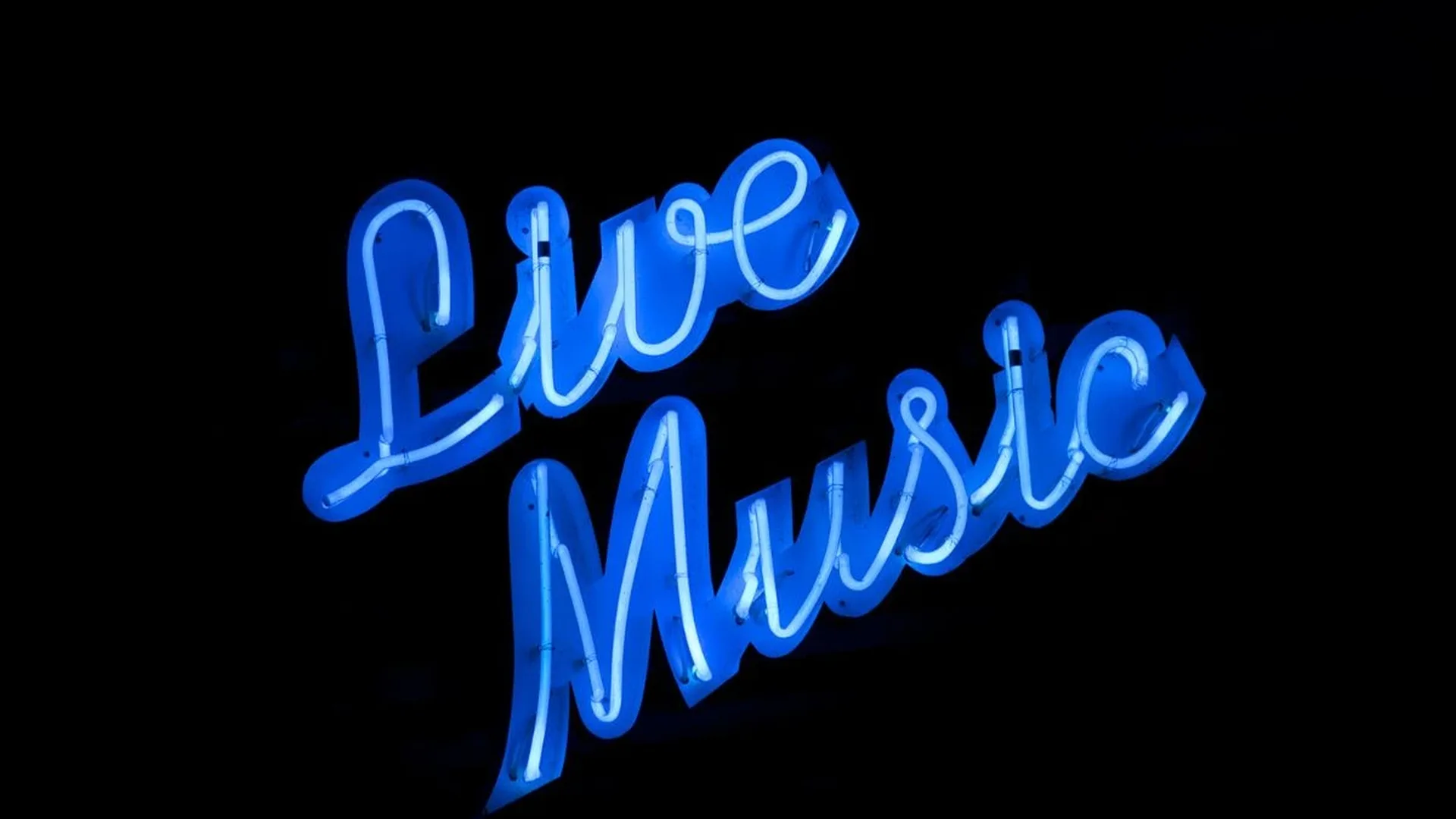 live music blue sign