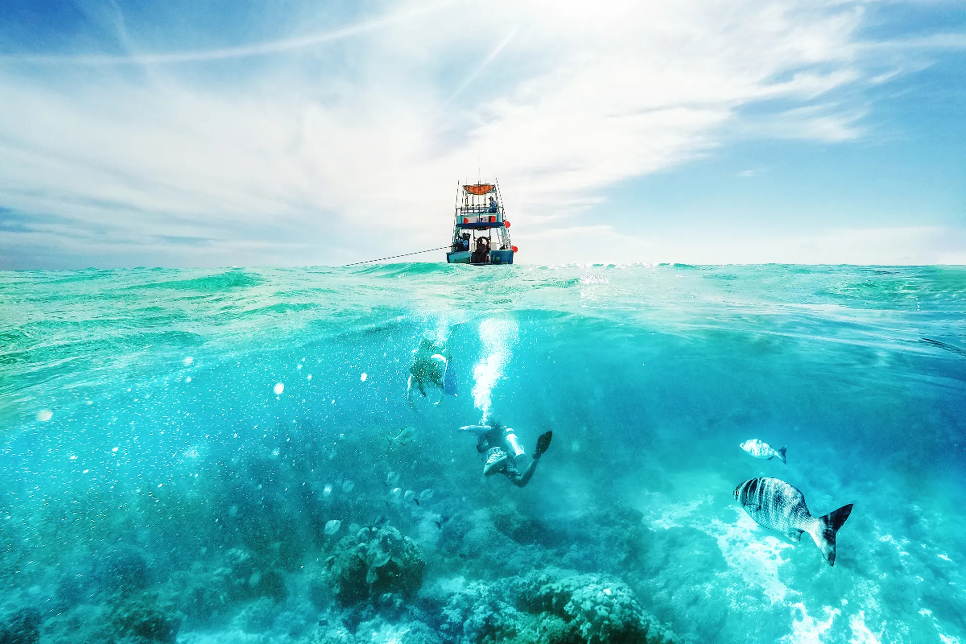 people-snorkeling-in-turquoise-cancun-water