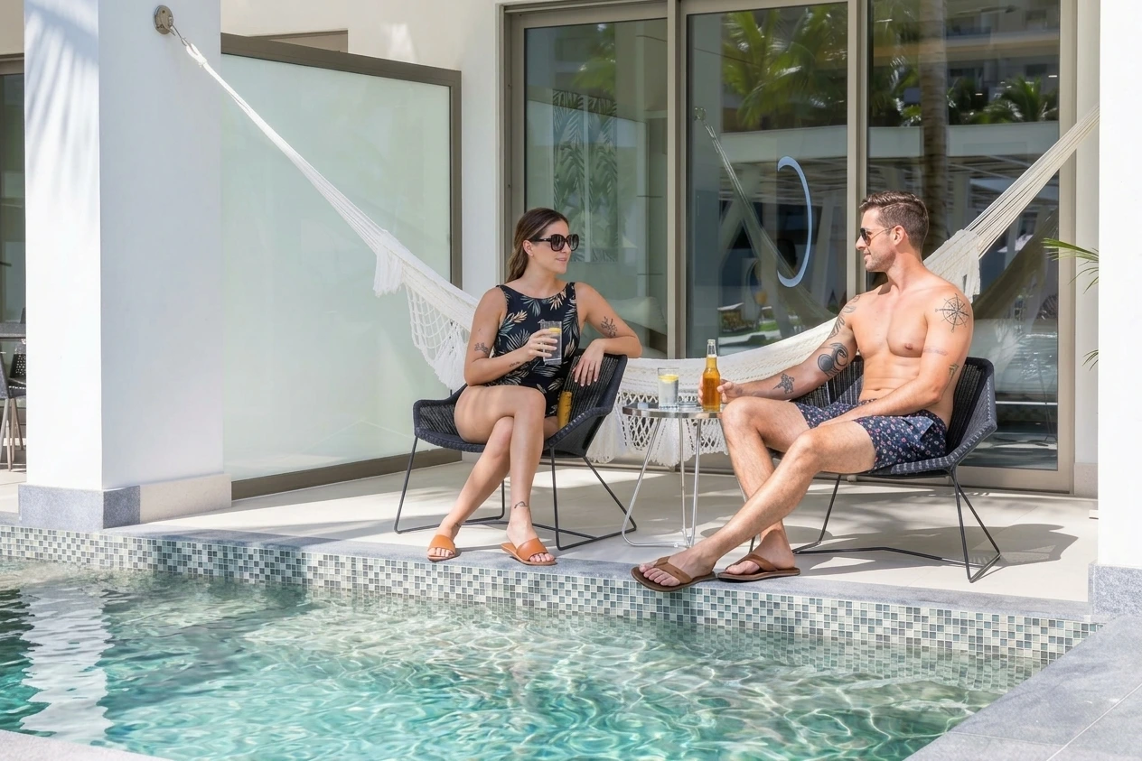 couple spending day in the terrace