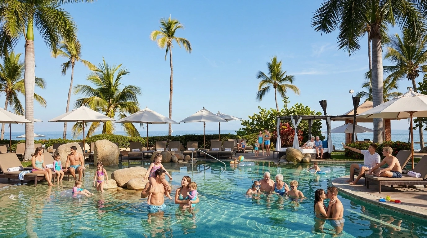 families in the pool