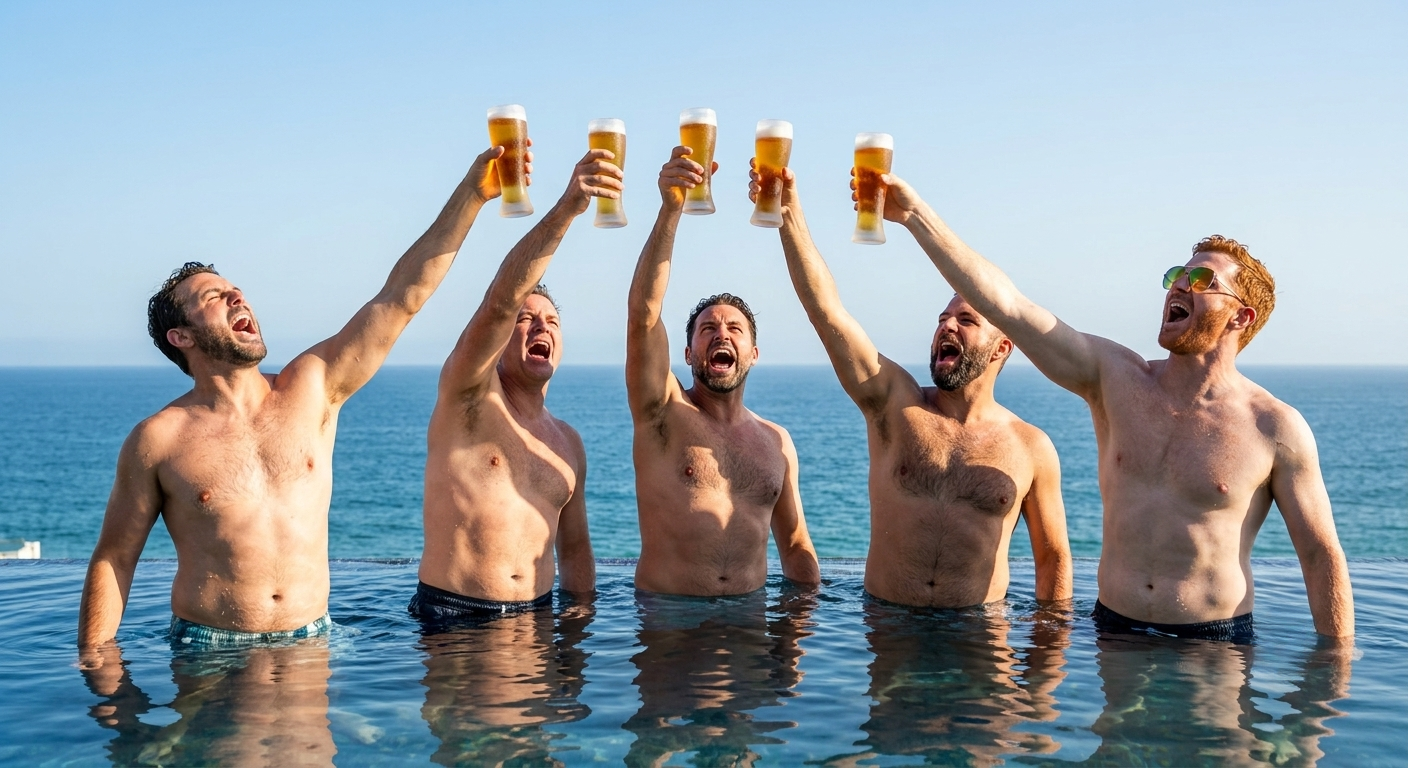 celebrating groom bachelor party