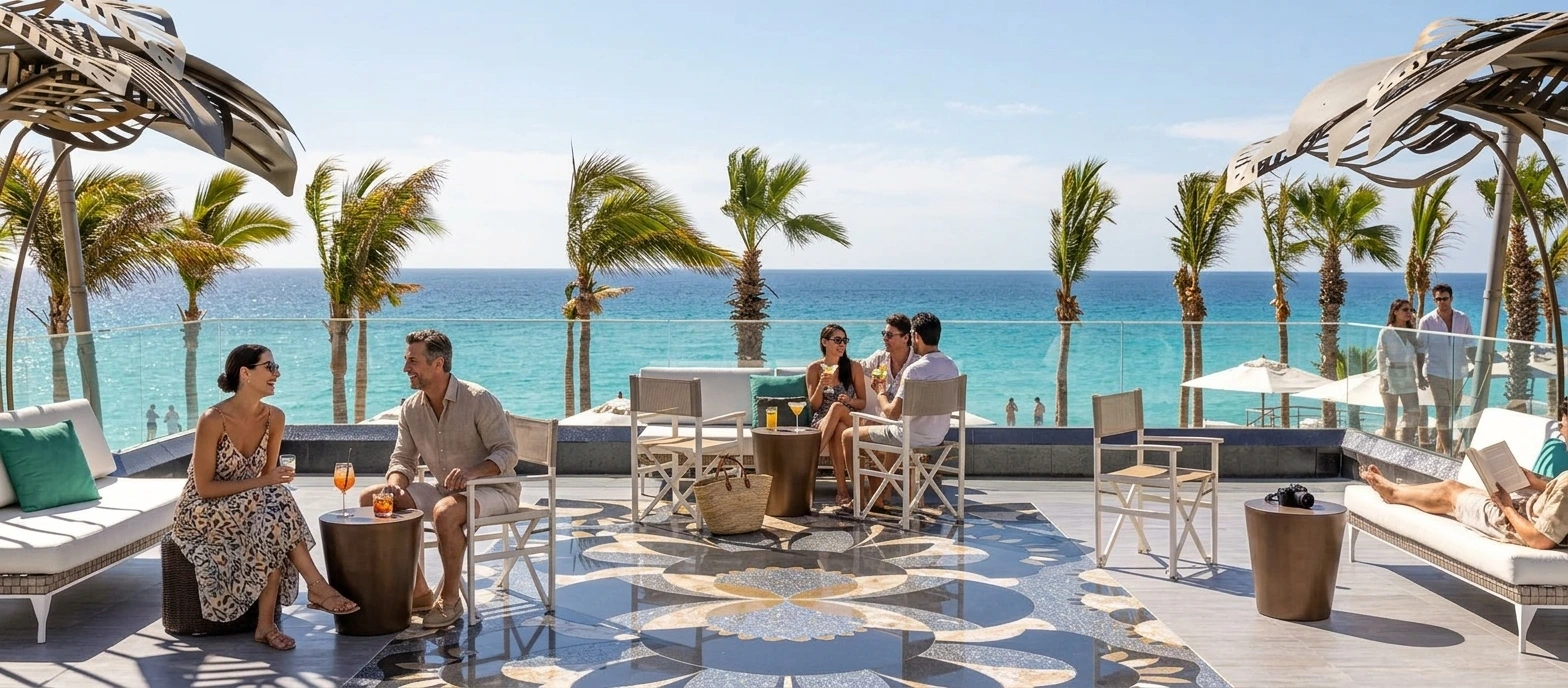 guest drinking premium cocktails with a stunning Oceanview