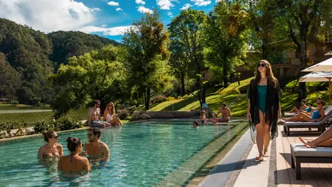 Guests enjoying the pool at Sierra Lago Resort & Spa