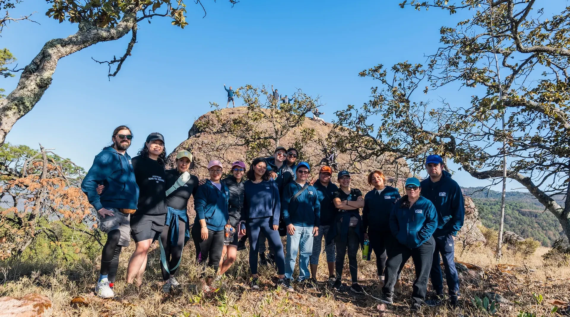 Corporate group gathered outdoors at Sierra Lago in Mascota, Jalisco