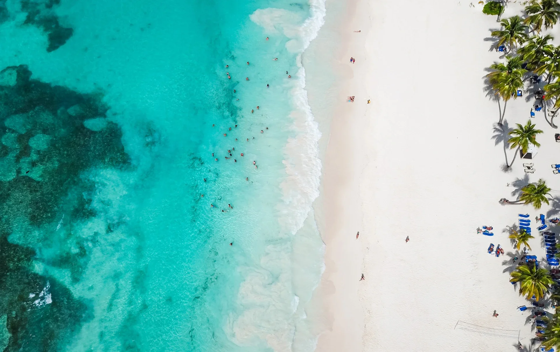 incredible view of the white sandy beach