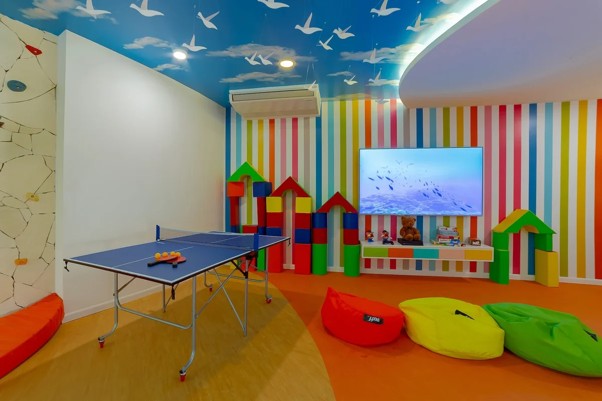 Kids’ Club games room with ping-pong table and bean bags at Garza Blanca Puerto Vallarta