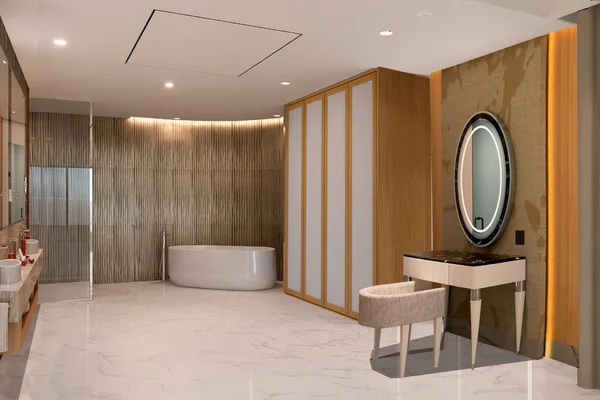 Bathroom with waterfall shower in the Sanctuary One Bedroom Suite