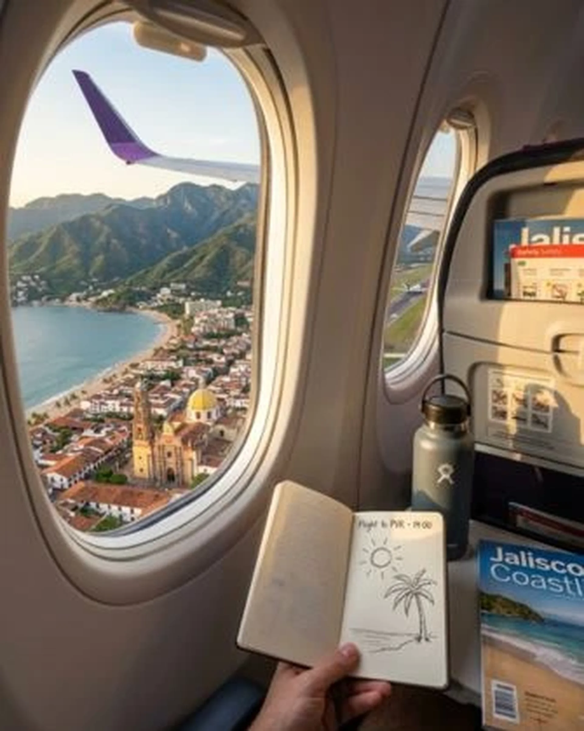 a photo from the cabin in te plane