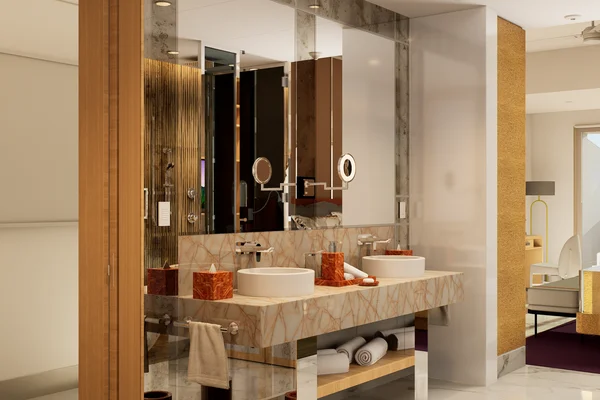 Bathroom in the Sanctuary Deluxe Room at Garza Blanca Puerto Vallarta