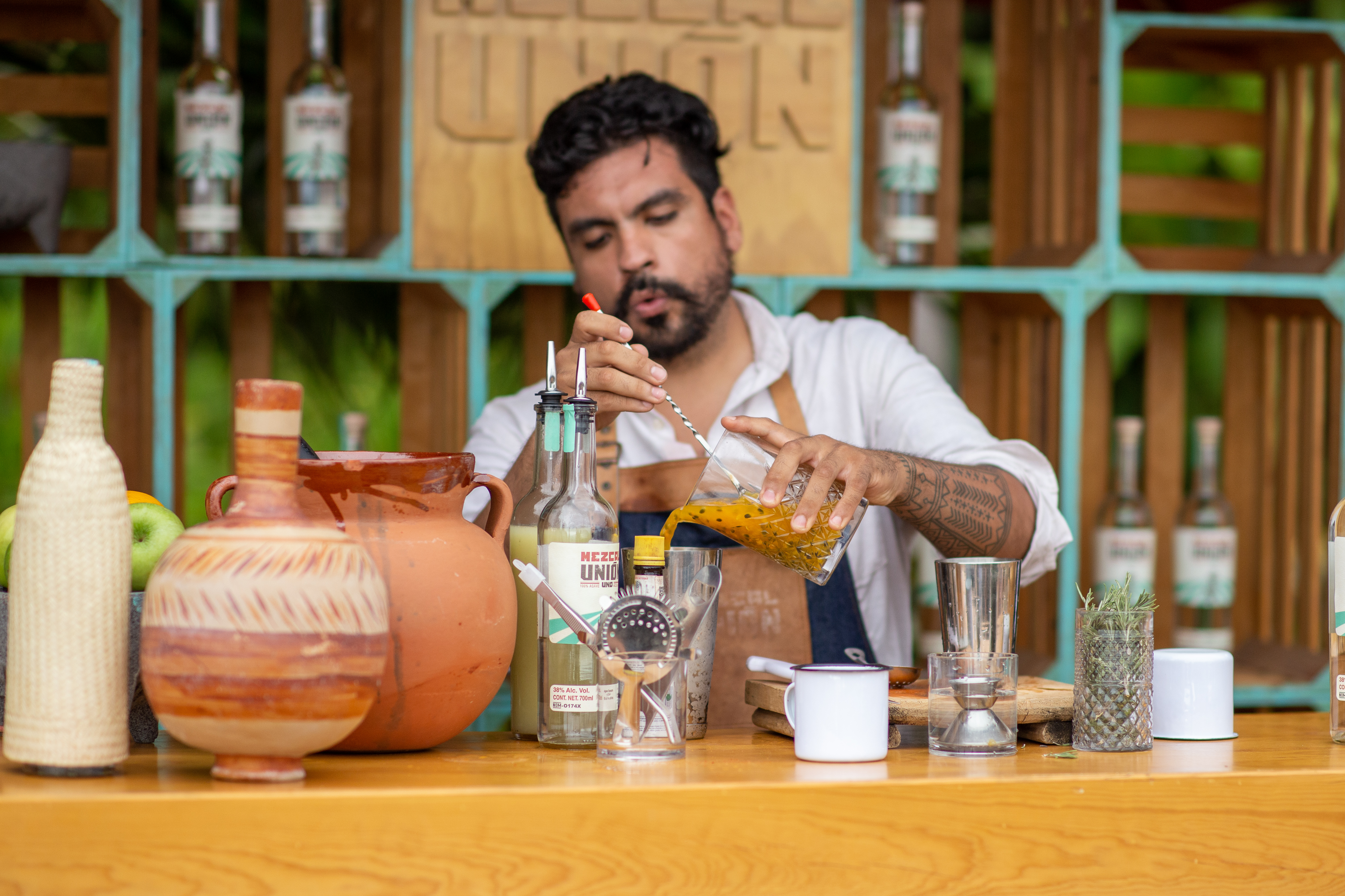 bartender preparing tequila drinks