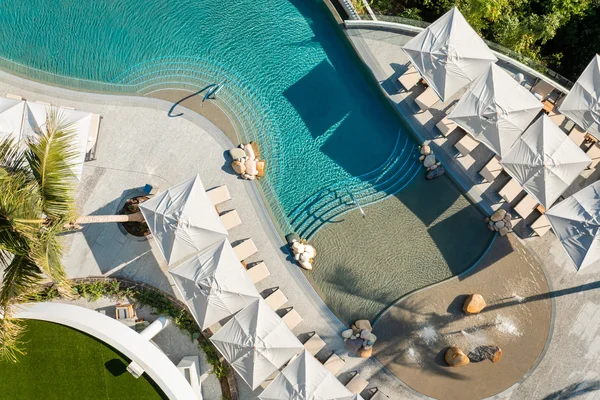 sanctuary river side pool aerial view