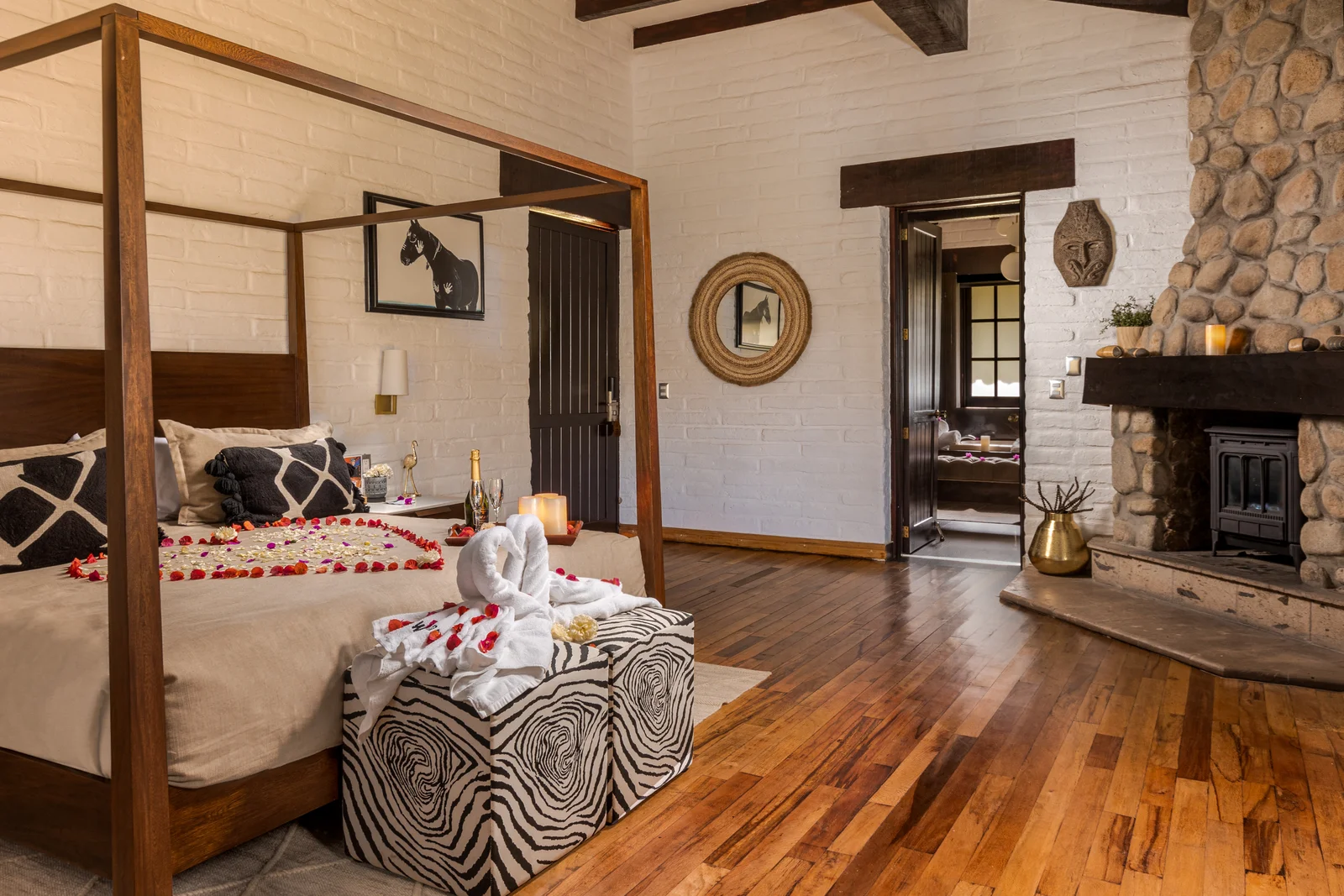 Interior of the Honeymoon Cabin at Sierra Lago Resort & Spa