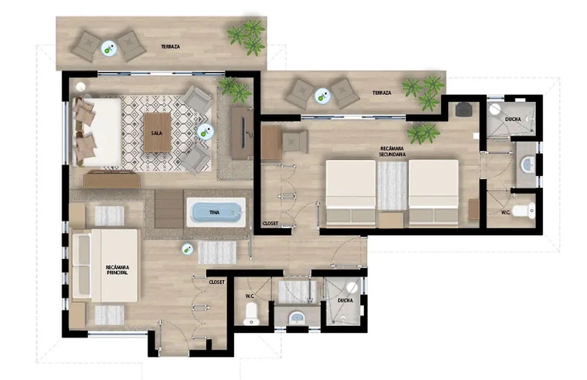 Interior of the 2 Bedroom Master Suite at Sierra Lago Resort & Spa