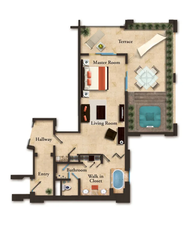 honeymoon suite floor plan