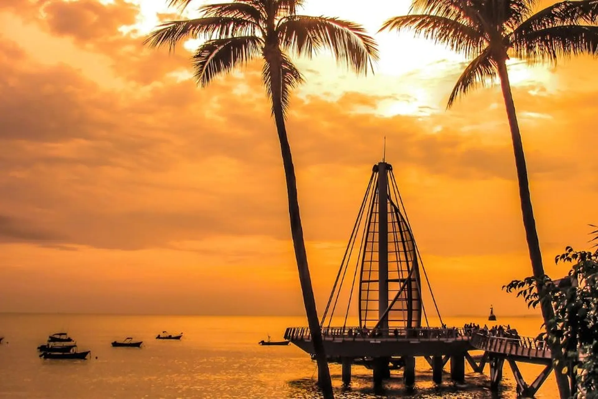 orange sky a sunset in puerto vallarta