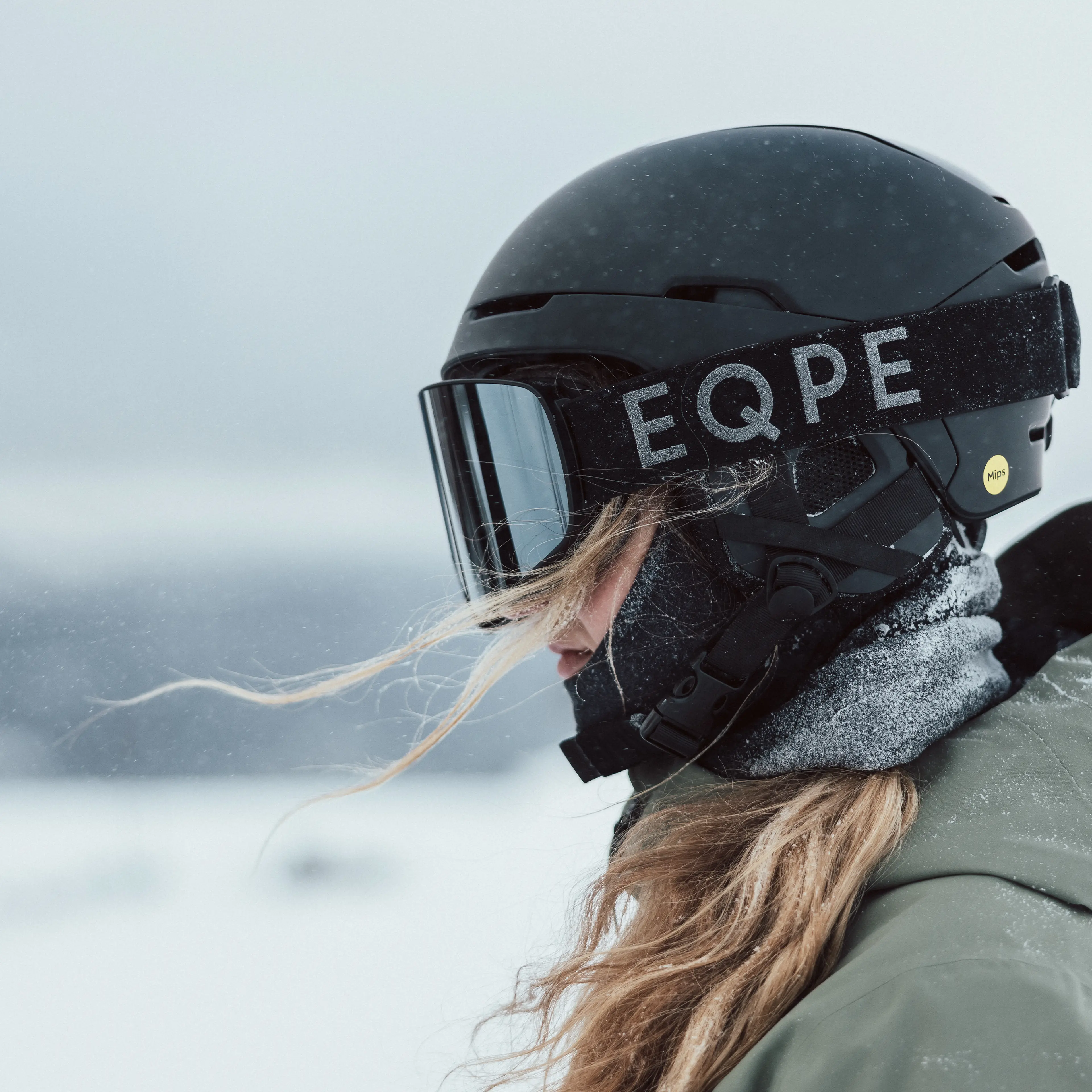 Girl wearing ski goggles