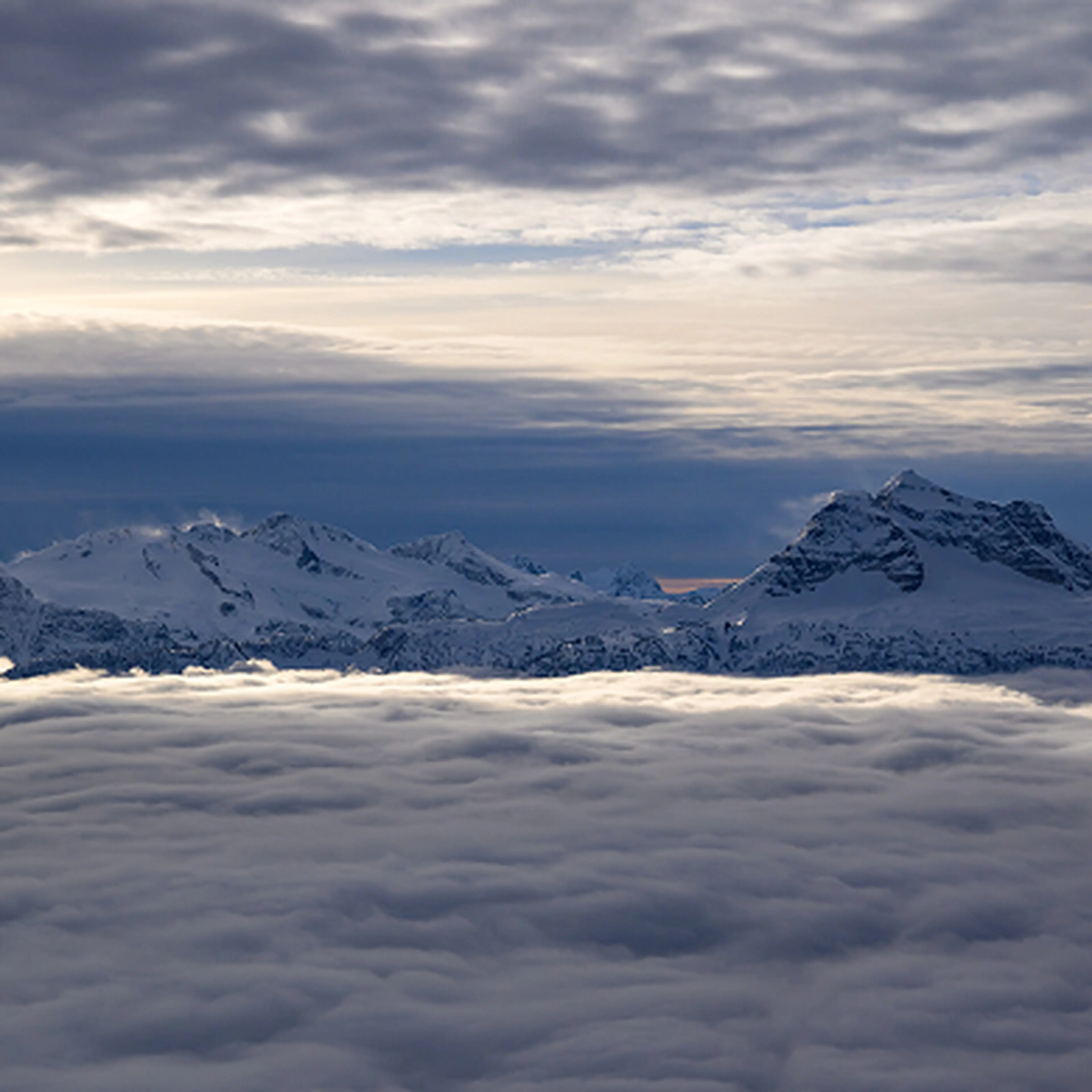View over mountains above clouds