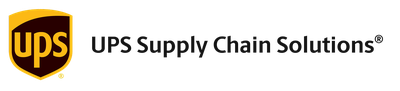 UPS Supply Chain Solutions logo with a brown and yellow shield icon on the left.