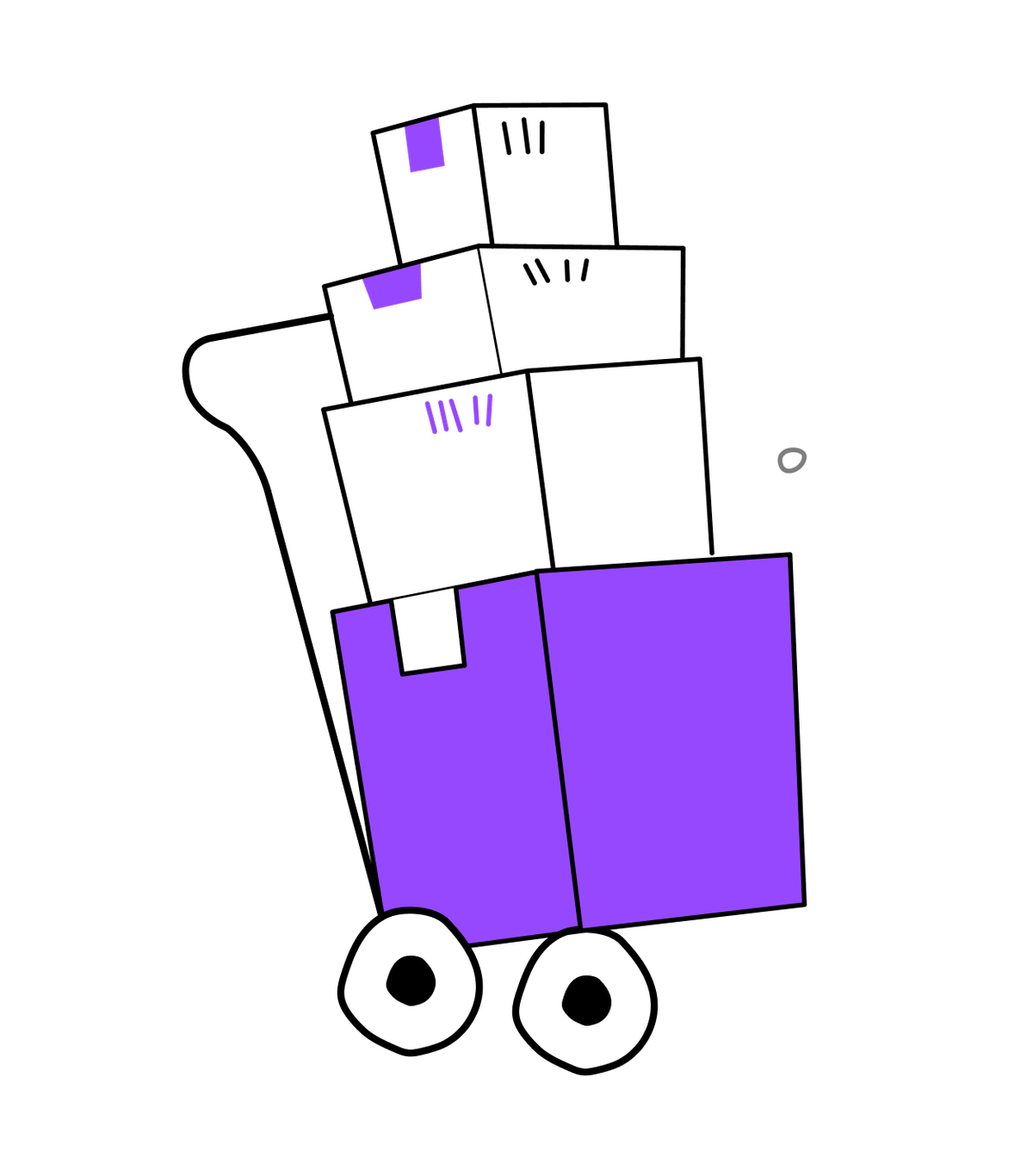 doodle of a trolley with three parcels