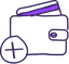 Illustration of a wallet with credit cards inside, featuring a plus sign in the corner, suggesting adding or increasing funds.