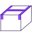 A black box sealed with purple duct tape on all edges and corners.