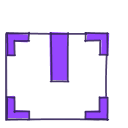 A black box with purple corner brackets for protection.