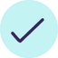A blue check mark icon on a light blue circular background, symbolizing confirmation or verification.