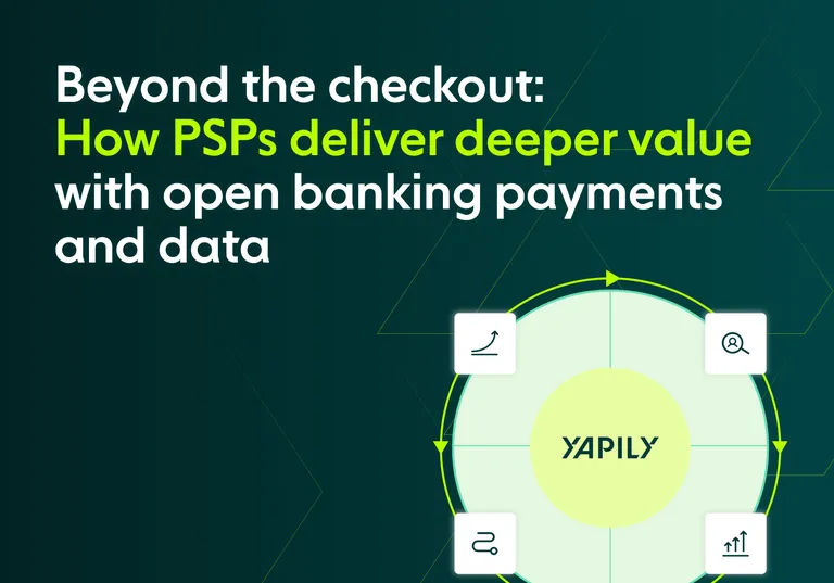 Green Yapily background with blog title on and image of the Yapily flywheel