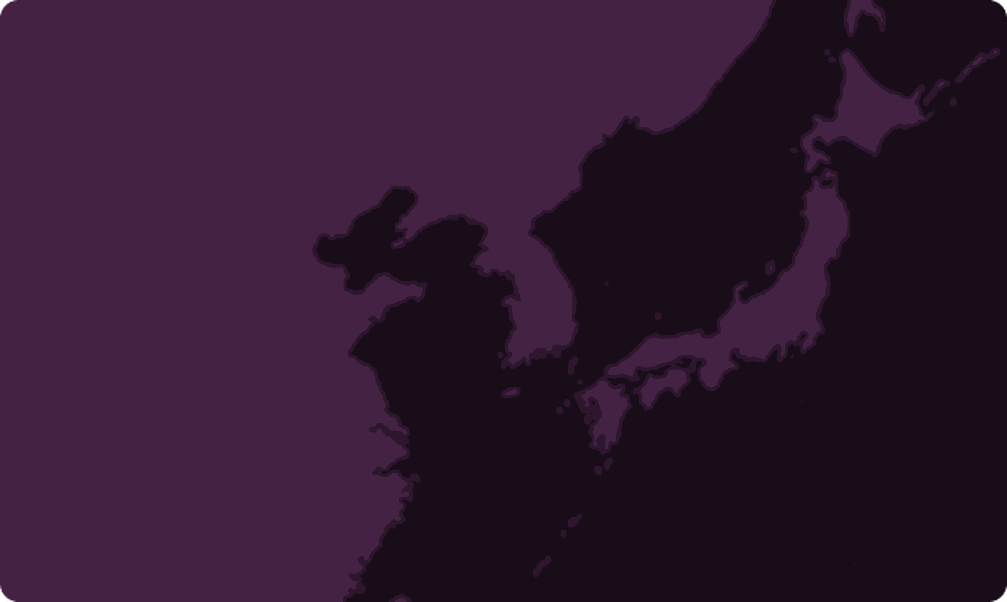 Purple map highlighting Asia with a location pin marking an area in East Asia.